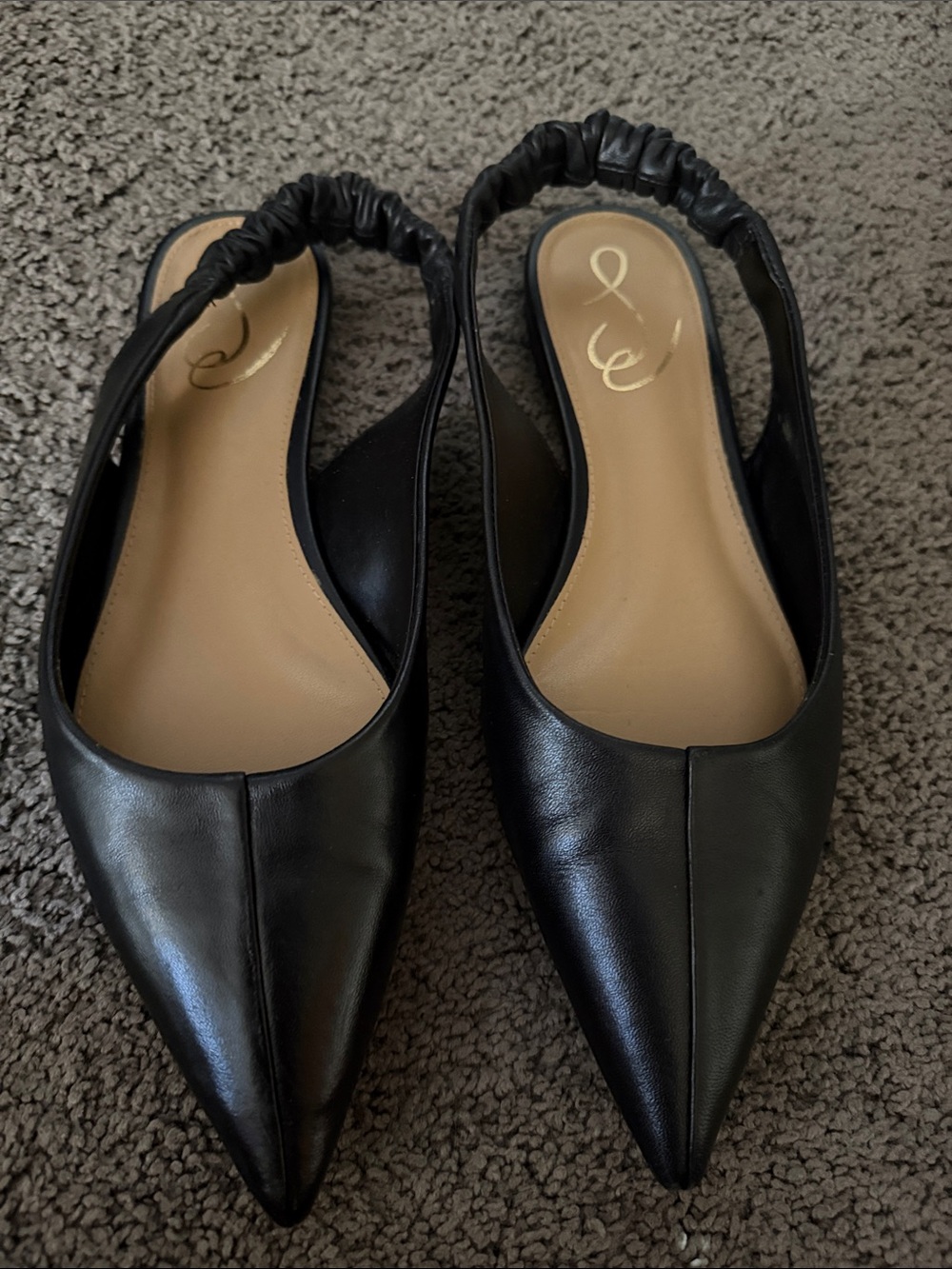 Sam Edelman Black Pointed Slingback Mules